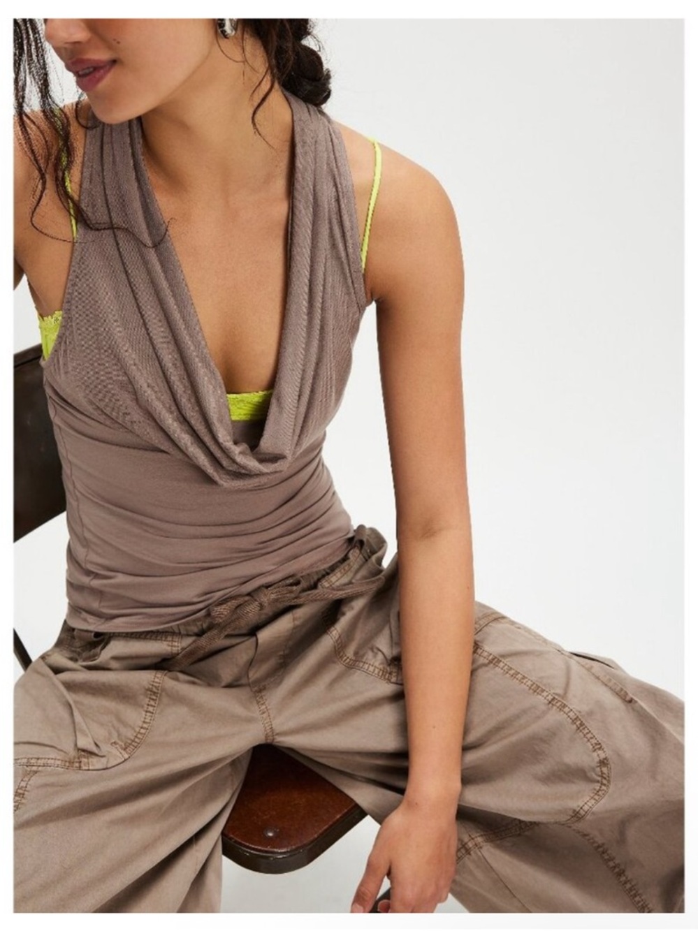 Free people Don’t Hang Up Racerback Cami Top in melted cocoa size L